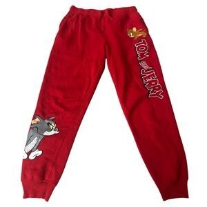 Tom & Jerry Cute Graphic Red Joggers Women’s Lounge Pants - Size M